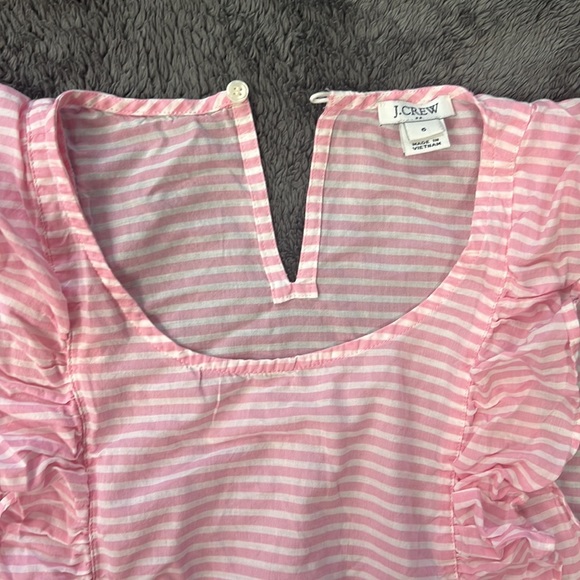 J Crew Pink stripe ruffle tank - Picture 3 of 5